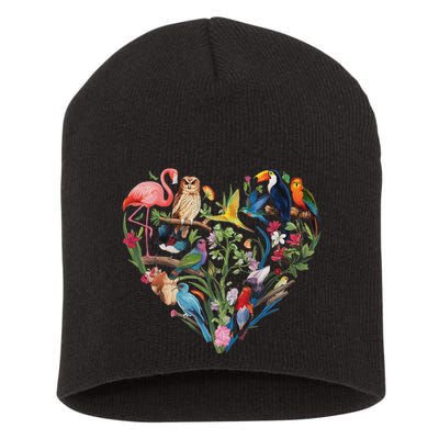 Bird Heart Birding Bird Watching Birder Bird Watcher Design Short Acrylic Beanie