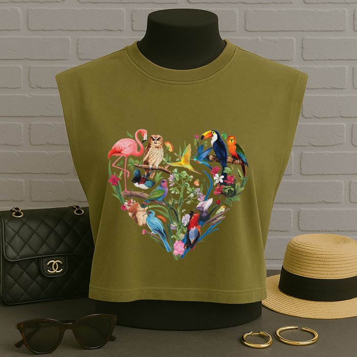 Bird Heart Birding Bird Watching Birder Bird Watcher Design Garment-Dyed Women's Muscle Tee