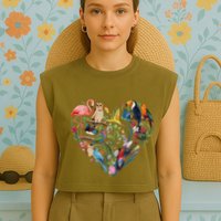 Bird Heart Birding Bird Watching Birder Bird Watcher Design Garment-Dyed Women's Muscle Tee