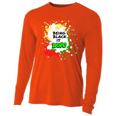 Black History Being Black Is Dope Spray Paint Graffiti 90s Gift Cooling Performance Long Sleeve Crew