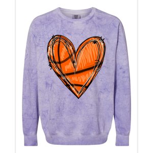 Basketball Heart Basketball Game Day Vibes Basketball Mom Gift Colorblast Crewneck Sweatshirt