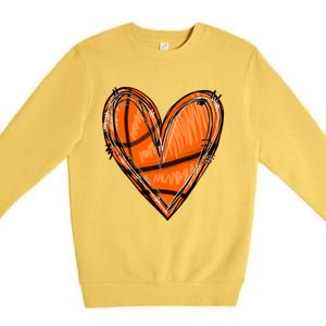 Basketball Heart Basketball Game Day Vibes Basketball Mom Gift Premium Crewneck Sweatshirt