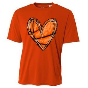 Basketball Heart Basketball Game Day Vibes Basketball Mom Gift Cooling Performance Crew T-Shirt