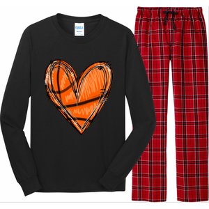 Basketball Heart Basketball Game Day Vibes Basketball Mom Gift Long Sleeve Pajama Set