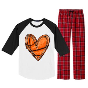 Basketball Heart Basketball Game Day Vibes Basketball Mom Gift Raglan Sleeve Pajama Set