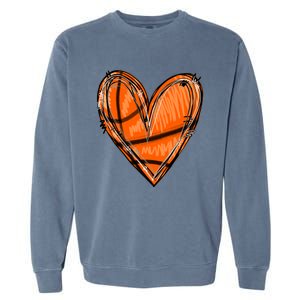 Basketball Heart Basketball Game Day Vibes Basketball Mom Gift Garment-Dyed Sweatshirt