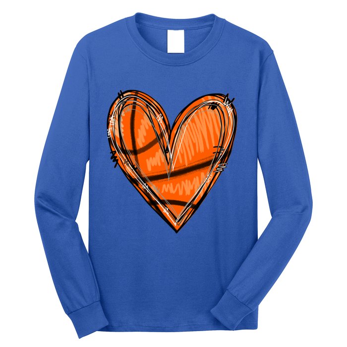 Basketball Heart Basketball Game Day Vibes Basketball Mom Gift Long Sleeve Shirt