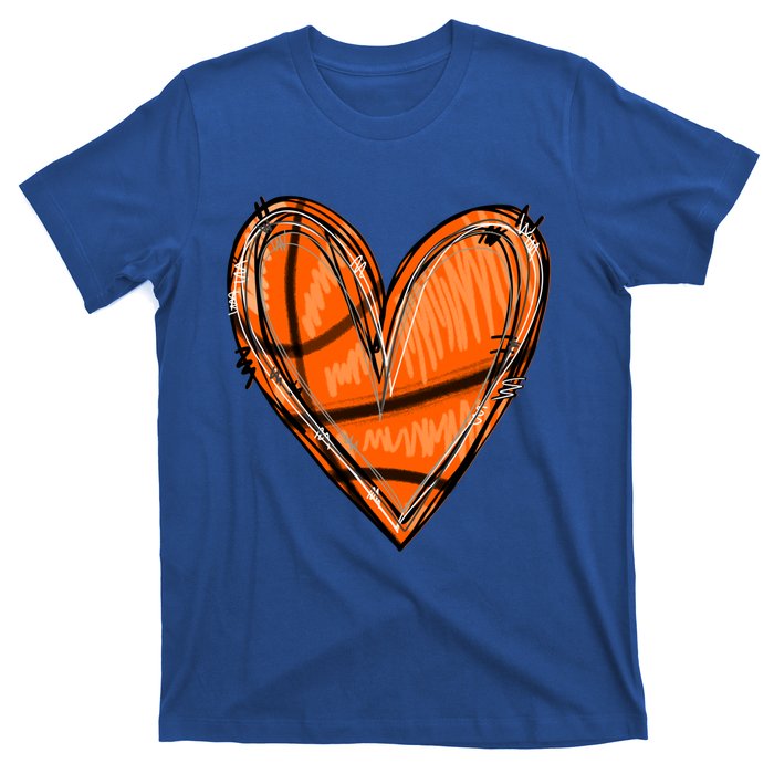 Basketball Heart Basketball Game Day Vibes Basketball Mom Gift T-Shirt