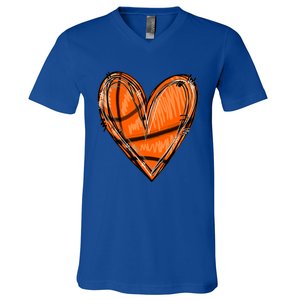 Basketball Heart Basketball Game Day Vibes Basketball Mom Gift V-Neck T-Shirt