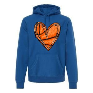 Basketball Heart Basketball Game Day Vibes Basketball Mom Gift Premium Hoodie