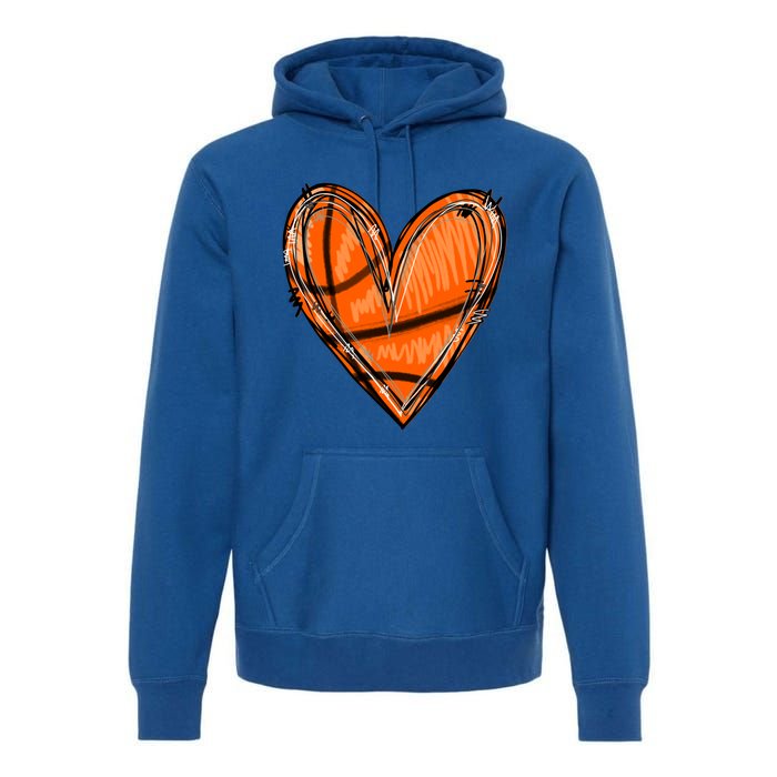 Basketball Heart Basketball Game Day Vibes Basketball Mom Gift Premium Hoodie