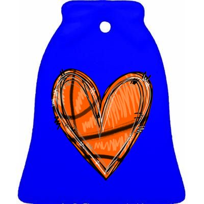 Basketball Heart Basketball Game Day Vibes Basketball Mom Gift Ceramic Bell Ornament