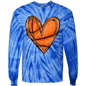 Basketball Heart Basketball Game Day Vibes Basketball Mom Gift Tie-Dye Long Sleeve Shirt