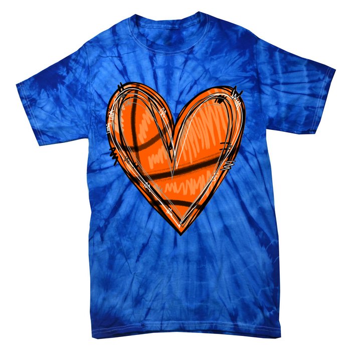 Basketball Heart Basketball Game Day Vibes Basketball Mom Gift Tie-Dye T-Shirt