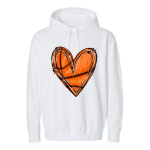 Basketball Heart Basketball Game Day Vibes Basketball Mom Gift Garment-Dyed Fleece Hoodie