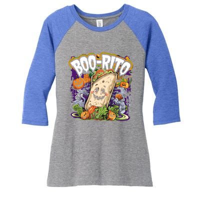 Boorito Halloween Burrito Cute Ghost Pumpkin Funny Gift Women's Tri-Blend 3/4-Sleeve Raglan Shirt