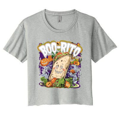 Boorito Halloween Burrito Cute Ghost Pumpkin Funny Gift Women's Crop Top Tee