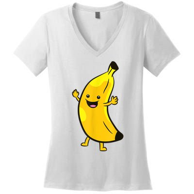 Banana Happy Banana Costume Fruit Love Bananas Women's V-Neck T-Shirt