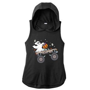 Boo Halloween Boo Ghost Riding Monster Truck Carved Pumpkins Gift Ladies PosiCharge Tri-Blend Wicking Draft Hoodie Tank