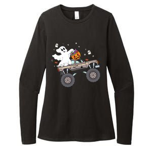 Boo Halloween Boo Ghost Riding Monster Truck Carved Pumpkins Gift Womens CVC Long Sleeve Shirt