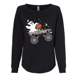 Boo Halloween Boo Ghost Riding Monster Truck Carved Pumpkins Gift Womens California Wash Sweatshirt