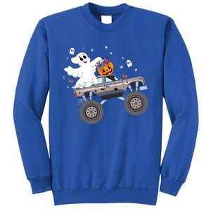 Boo Halloween Boo Ghost Riding Monster Truck Carved Pumpkins Gift Sweatshirt