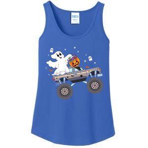 Boo Halloween Boo Ghost Riding Monster Truck Carved Pumpkins Gift Ladies Essential Tank