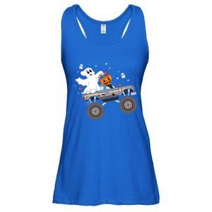 Boo Halloween Boo Ghost Riding Monster Truck Carved Pumpkins Gift Ladies Essential Flowy Tank