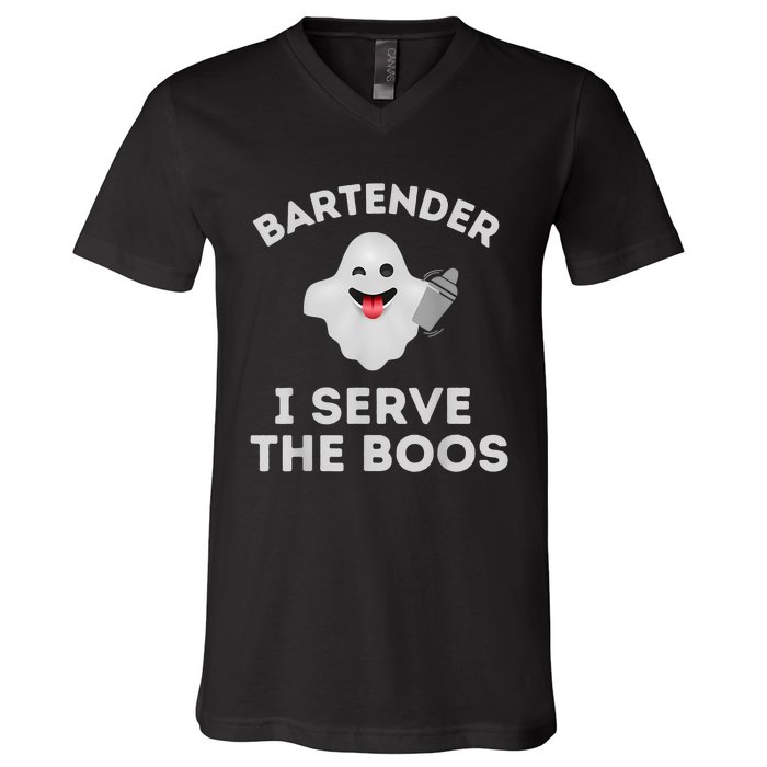 Bartender Halloween Bartender Ghost I Serve The Boos V-Neck T-Shirt