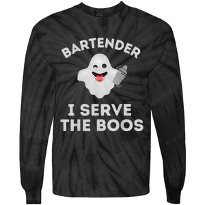 Bartender Halloween Bartender Ghost I Serve The Boos Tie-Dye Long Sleeve Shirt