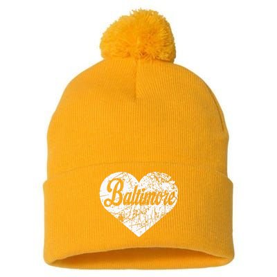 Baltimore Heart Pom Pom 12in Knit Beanie