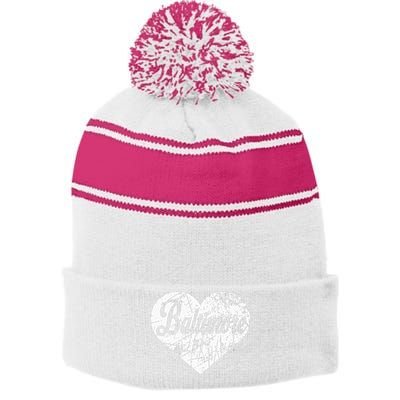 Baltimore Heart Stripe Pom Pom Beanie