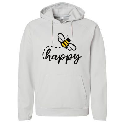 Be Happy Be Kind Bee Happy Inspirational Motivational Performance Fleece Hoodie