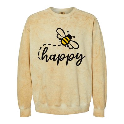 Be Happy Be Kind Bee Happy Inspirational Motivational Colorblast Crewneck Sweatshirt