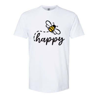 Be Happy Be Kind Bee Happy Inspirational Motivational Softstyle CVC T-Shirt