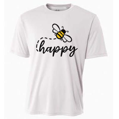 Be Happy Be Kind Bee Happy Inspirational Motivational Cooling Performance Crew T-Shirt