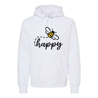 Be Happy Be Kind Bee Happy Inspirational Motivational Premium Hoodie