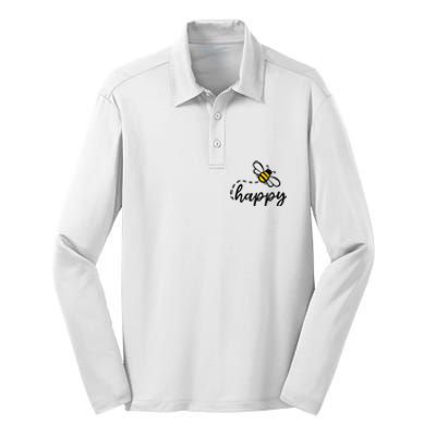 Be Happy Be Kind Bee Happy Inspirational Motivational Silk Touch Performance Long Sleeve Polo