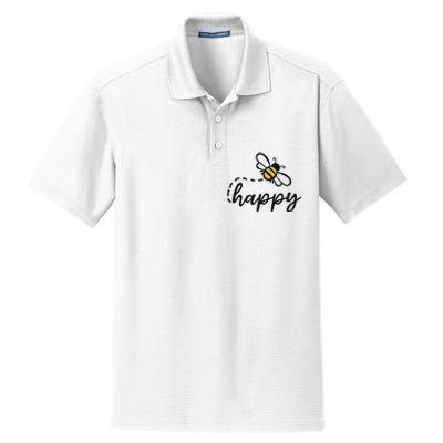 Be Happy Be Kind Bee Happy Inspirational Motivational Dry Zone Grid Polo