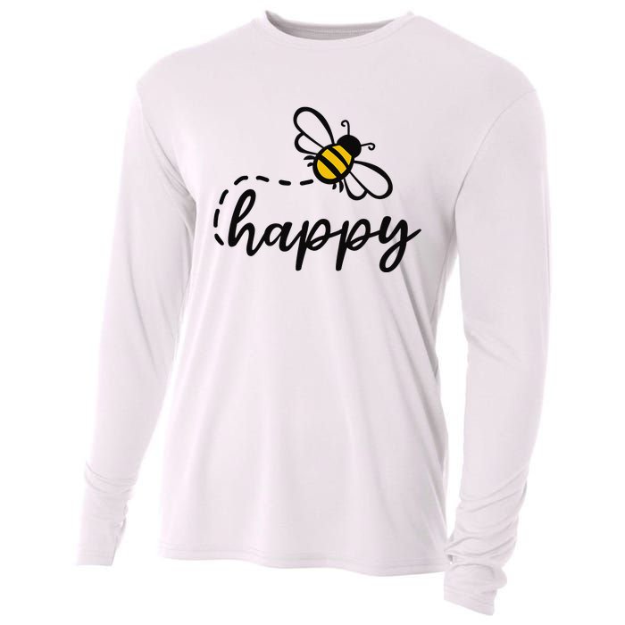 Be Happy Be Kind Bee Happy Inspirational Motivational Cooling Performance Long Sleeve Crew