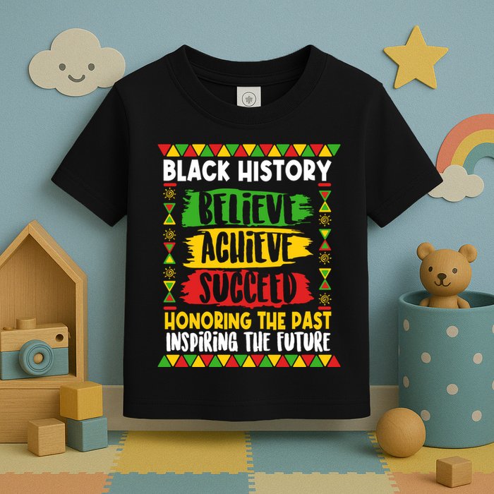 Black History Believe Achieve Succeed Honoring The Past Inspiring The Future Toddler T-Shirt