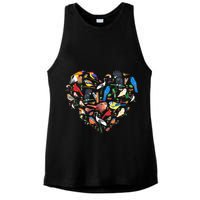 Bird Heart Birding Bird Watching Birder Bird Watcher Ladies PosiCharge Tri-Blend Wicking Tank