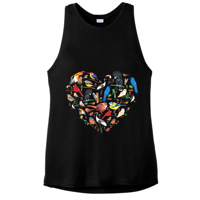 Bird Heart Birding Bird Watching Birder Bird Watcher Ladies PosiCharge Tri-Blend Wicking Tank