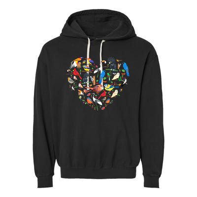 Bird Heart Birding Bird Watching Birder Bird Watcher Garment-Dyed Fleece Hoodie