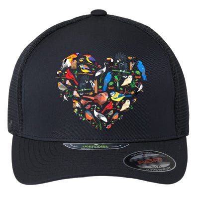 Bird Heart Birding Bird Watching Birder Bird Watcher Flexfit Unipanel Trucker Cap