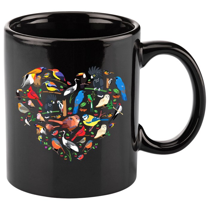 Bird Heart Birding Bird Watching Birder Bird Watcher 11oz C Handle Ceramic Mug