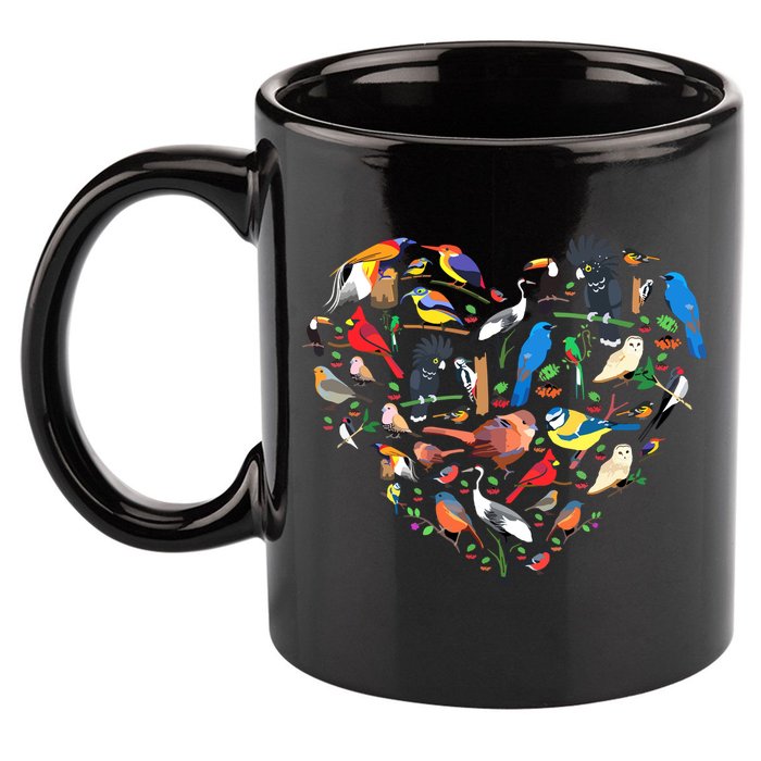 Bird Heart Birding Bird Watching Birder Bird Watcher 11oz C Handle Ceramic Mug