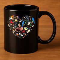 Bird Heart Birding Bird Watching Birder Bird Watcher 11oz C Handle Ceramic Mug