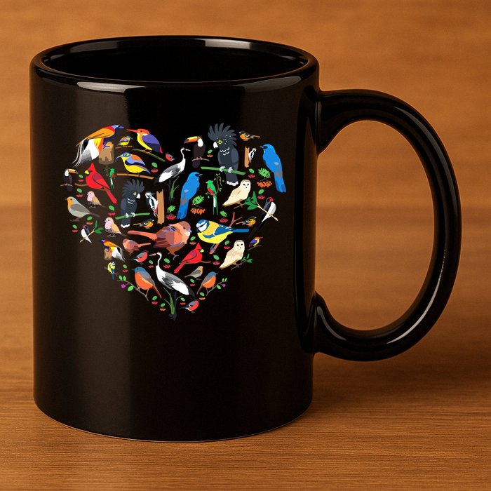 Bird Heart Birding Bird Watching Birder Bird Watcher 11oz C Handle Ceramic Mug