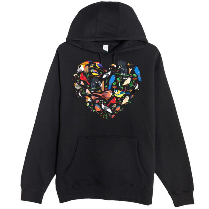 Bird Heart Birding Bird Watching Birder Bird Watcher Premium Pullover Hoodie